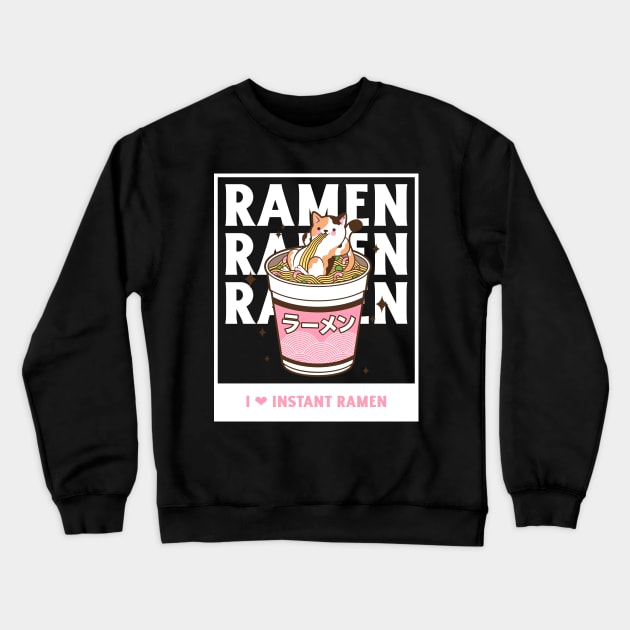 i love instant ramen cat Crewneck Sweatshirt by tedd